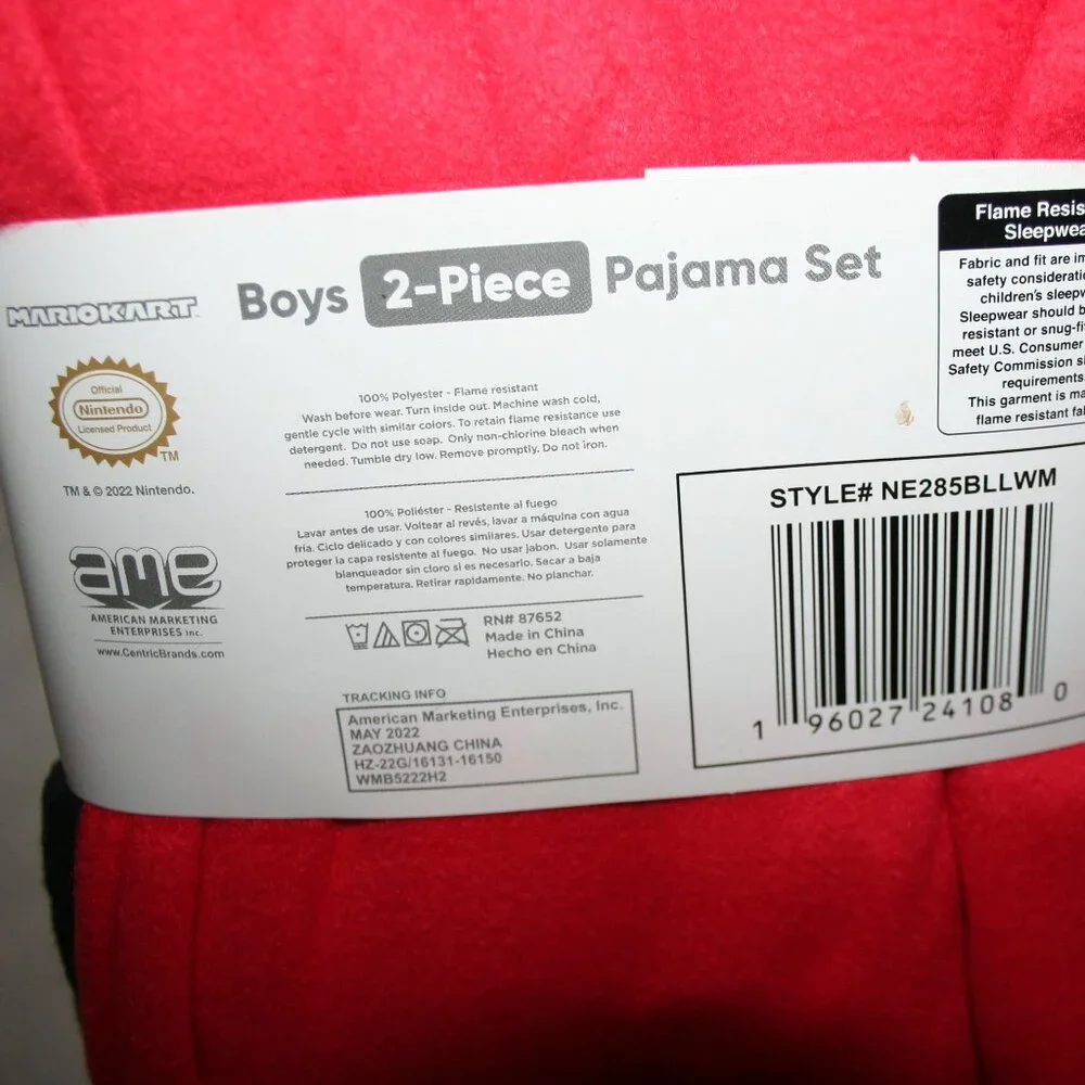⭐ NTW MARIO KART PJs BOYS 6 7 PAJAMAS SET SHIRT PANTS GAMER NINTENDO NEW JAMMIES